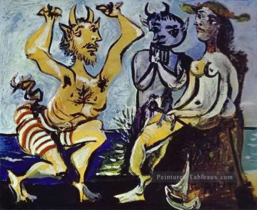  Serenade Tableaux - Un jeune Faun jouant une sérénade à une jeune fille 1938 cubiste Pablo Picasso